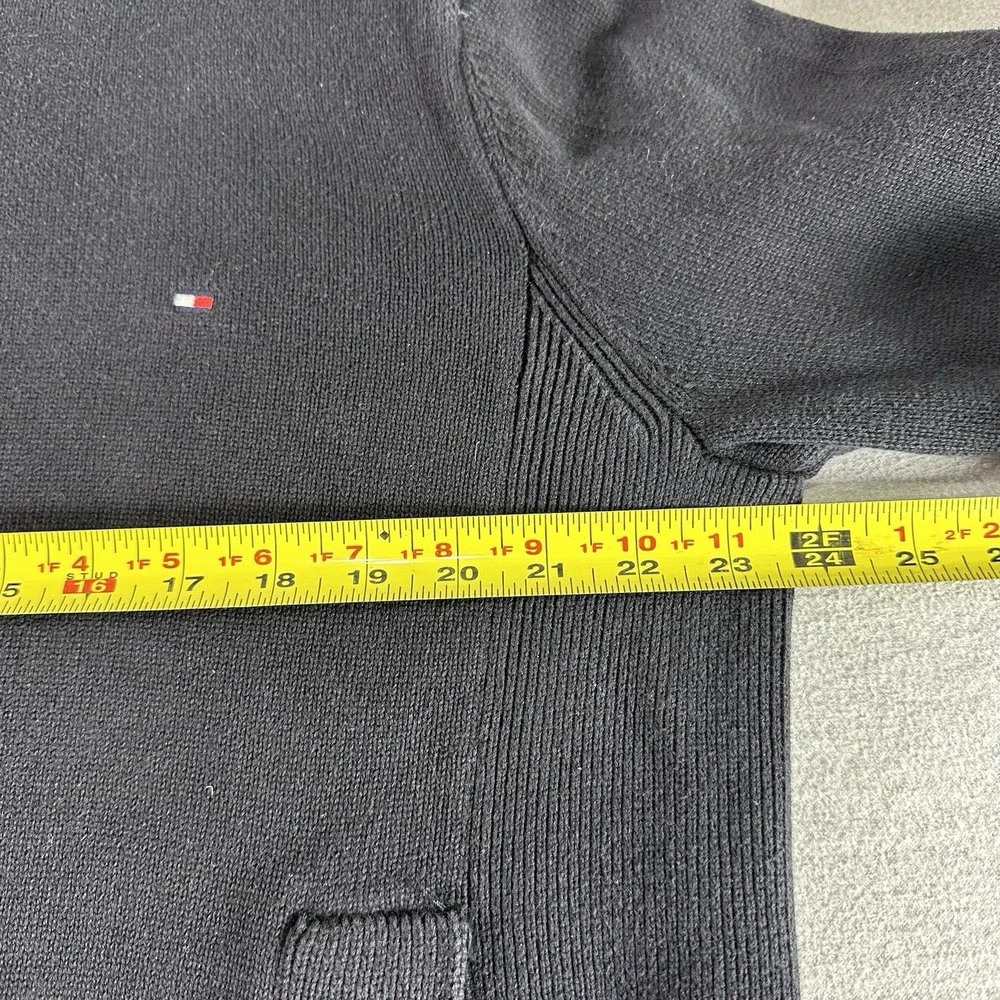 Tommy Hilfiger Sweater‎ Mens Size Large Black Full Zip Knit Mock Neck Pockets - Picture 5 of 6